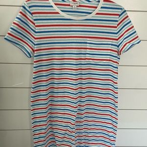 J. Crew Womens Striped T-Shirt Dress - Blue, Red, White